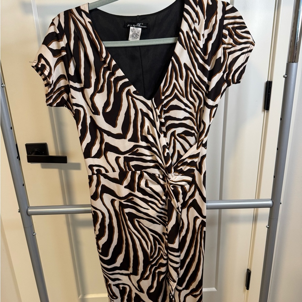 Zebra Print V-Neck Dress